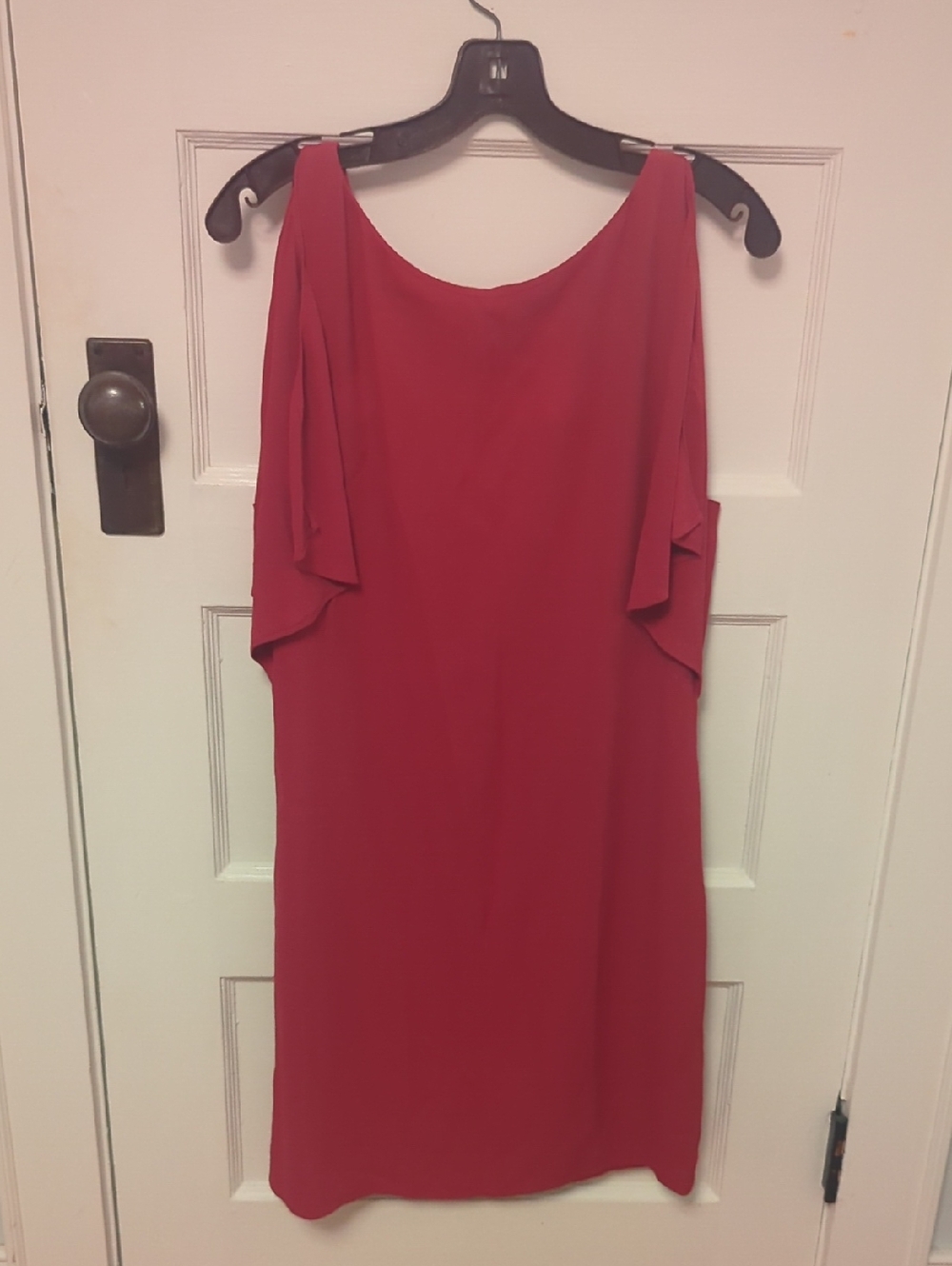 Red Cold-Shoulder Midi Dress